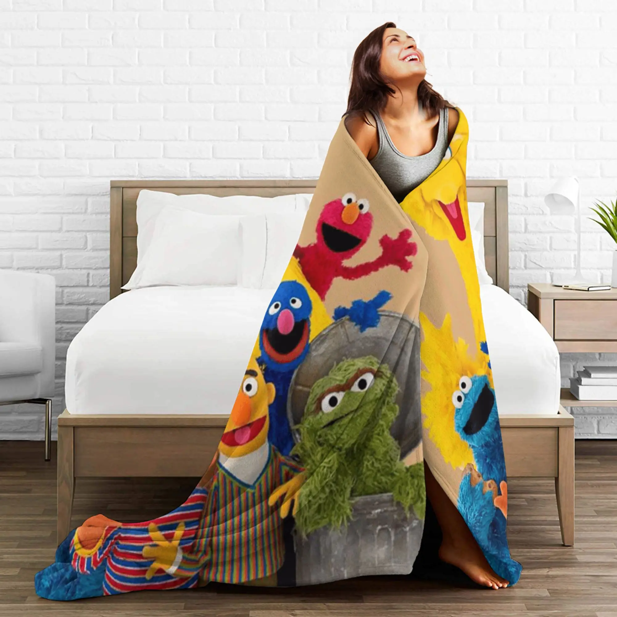 شارع سمسم بطانية قطيفة للأطفال الكبار الفانيلا الفراش يلقي للأريكة كرسي دافئ لينة مخصصة جودة المفرش هدية #4