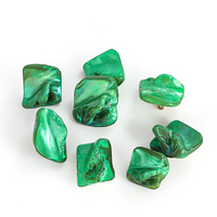 5PCS Irregular Baroque Style Green Shell Buttons Sewing DIY Craft Clothes Decoration Vintage Resin Pearl Look Square Accessories