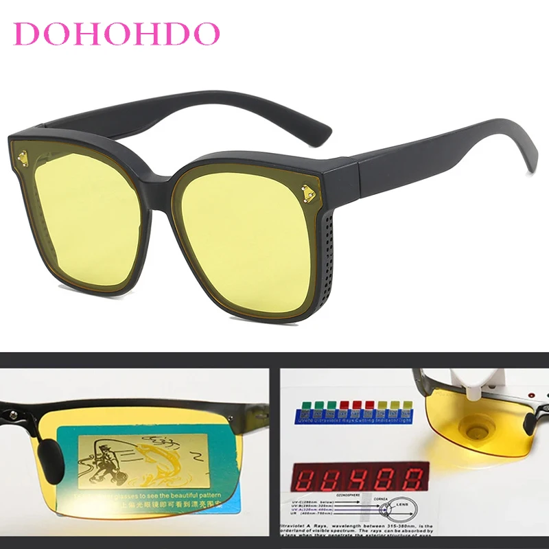 Tendência polarizada óculos de sol para mulheres design simples óculos decorativos carro condução óculos unisex visão noturna senhora uv400