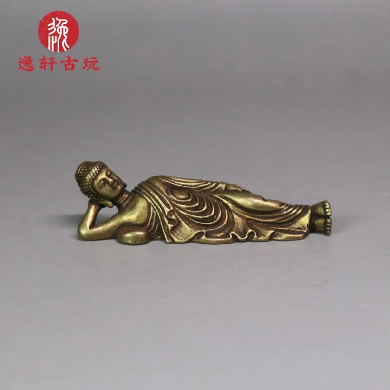 Solid Brass Sleeping Buddha Ornaments Sakyamuni Buddha Mini Lying Buddha Portable Small Brazen Buddha Table Decorations