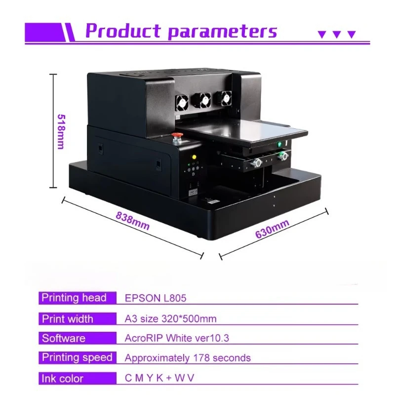 A3 UV Printer Automatic UV DTF Flatbed Cylinder Printer For Phone Case Acrylic Metal Leather Golf Bottle