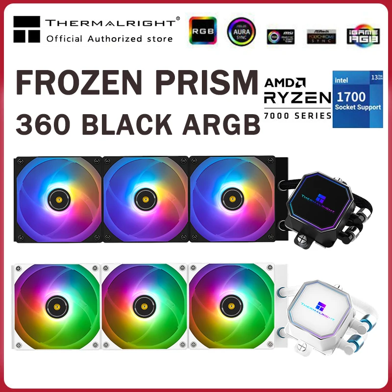 

Thermalright Frozen Prism 360 Белый Черный ARGB Радиатор водяного охлаждения 5 В Вентилятор процессора Жидкостный охладитель для LGA1200 1700 115x AM4 AM5