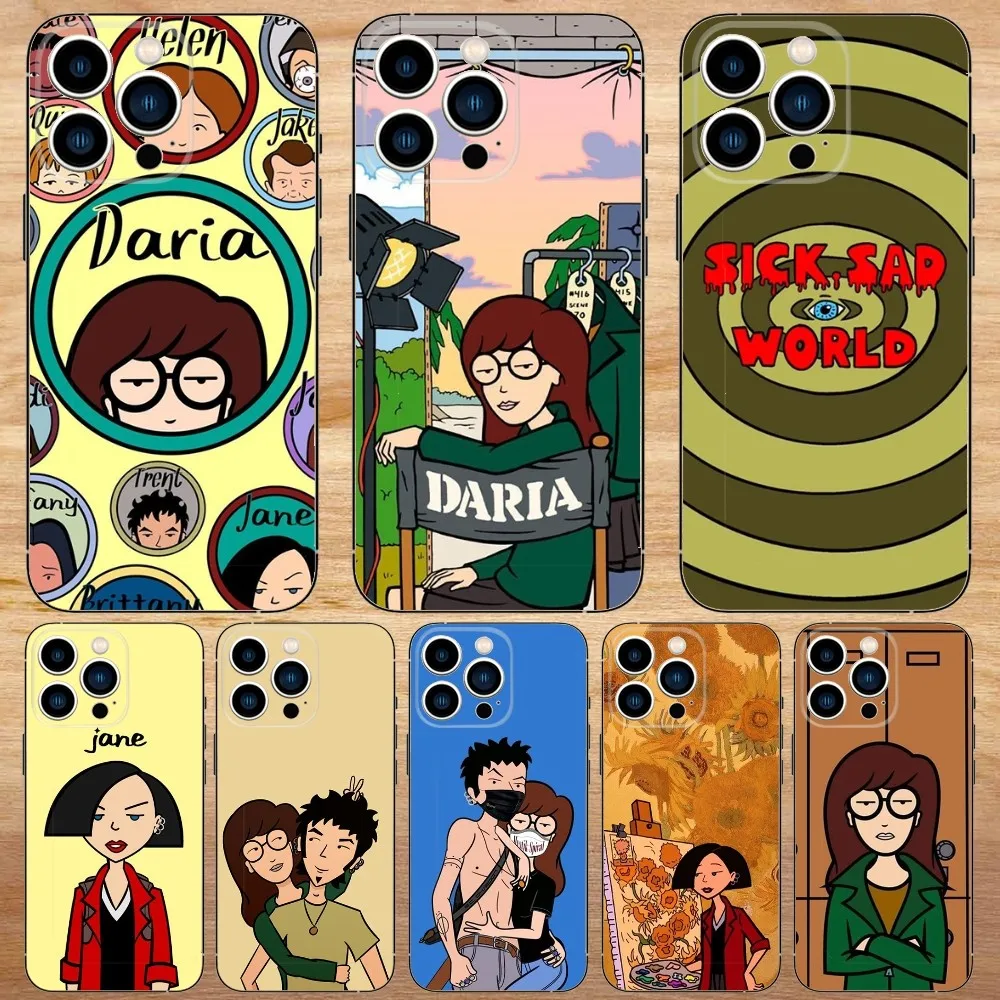 Cartoon D-Daria Phone Case For iPhone15,14,13,12,11,Pro,Max,Plus,Mini,X,XS,XR,8,7,6,S,Plus,SE Soft Black Case