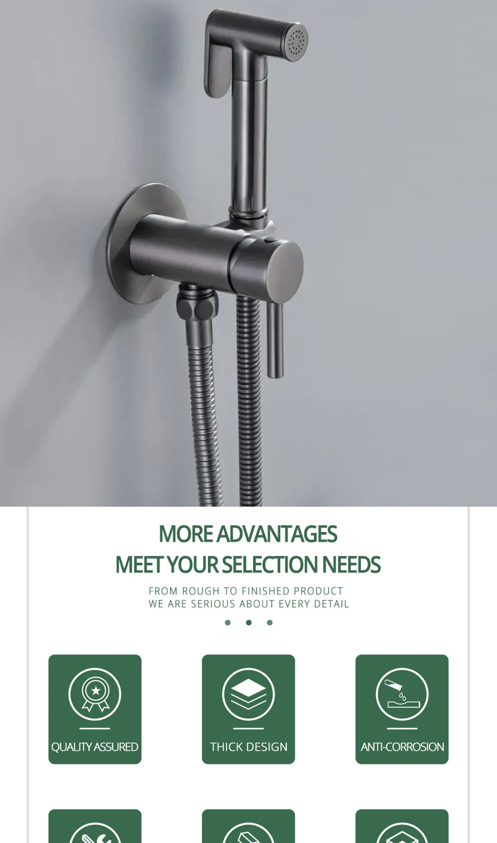 Solid Brass Brushed Rose Gold Bidet Sprayer Faucet Wall Mount Bathroom Mixer with Hose Hand-held Hot Cold Water