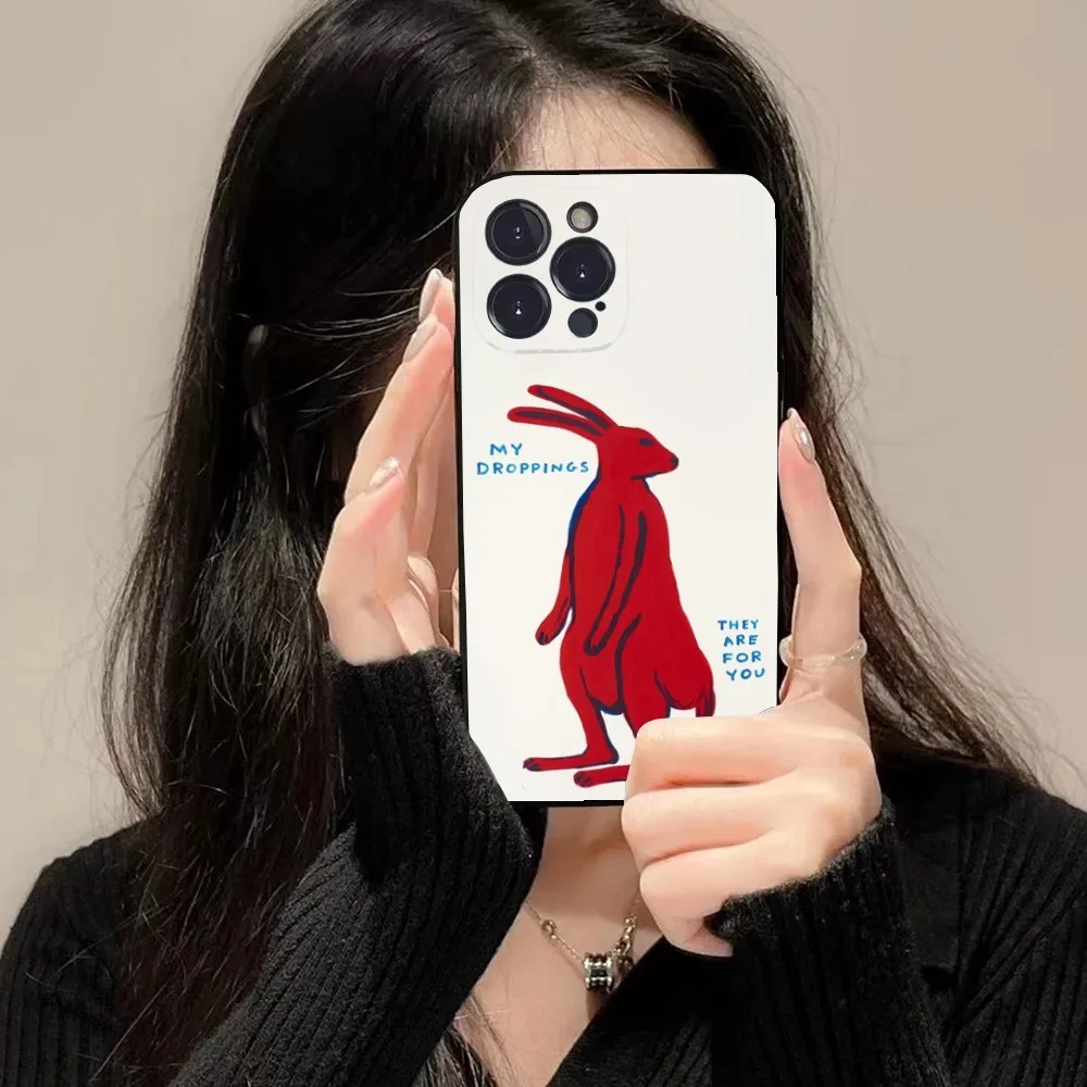 Funda de teléfono d-david Shrigley Visual Arts para iPhone 16 15 14 13 12 11 Plus,Pro Max,XS,X,XR,SE,Mini,8,7 funda negra de silicona suave