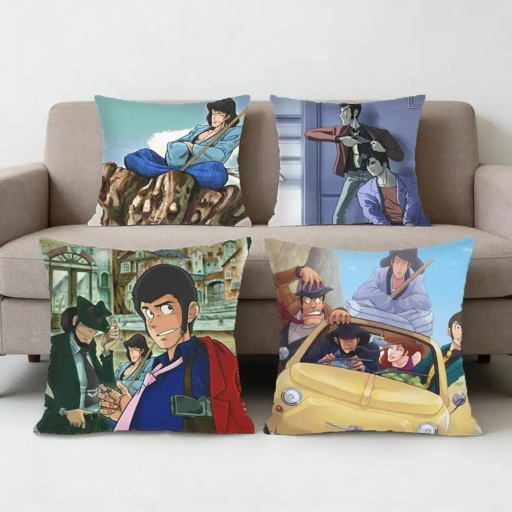 Classic Anime L-Lupin The Third Pillow Case for Sofa Living Room Home office Decor Protective Cover