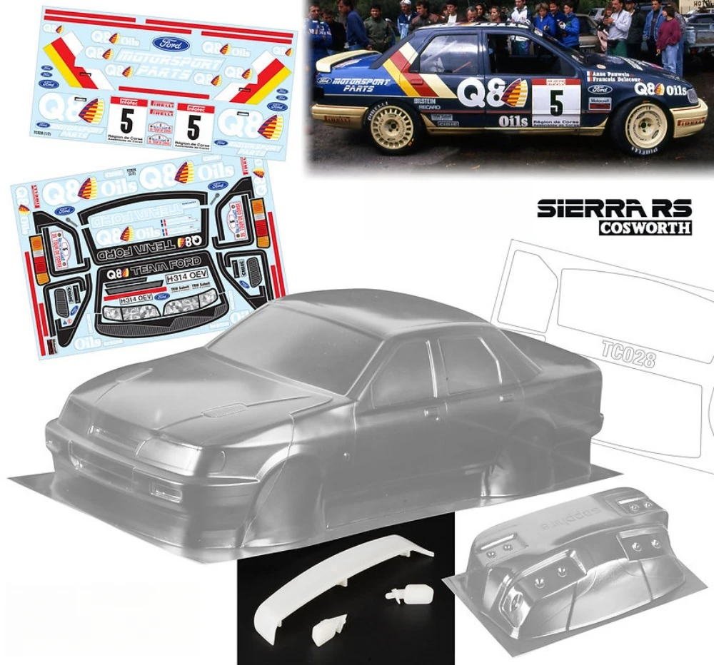 Scale 1/10 FORD SIERRA SAPPHIRE RS Lexan body sets for RC Drift Chassis 255mm-260mm Wheelbase Tamiya TT01 TT02 Kyosho fazer mk2