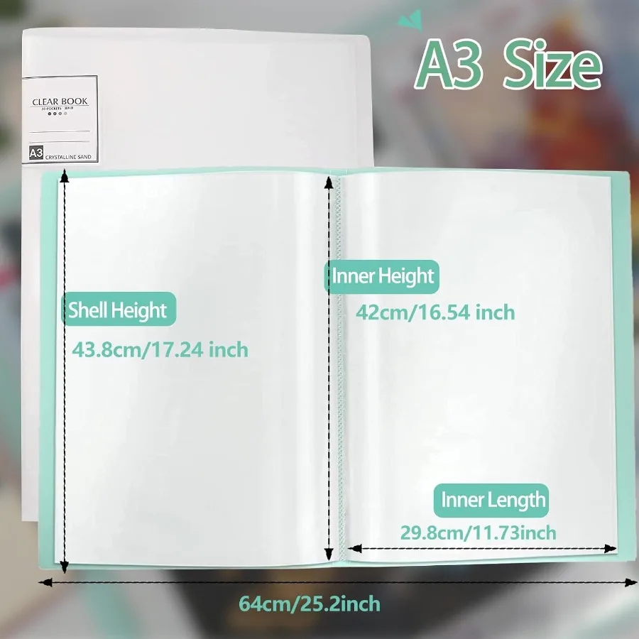 Libro de almacenamiento de pintura de diamante A3, libro de presentación de almacenamiento de arte de diamante grande de 30x40 con 60 páginas, arte de pintura de diamante P, 2 paquetes
