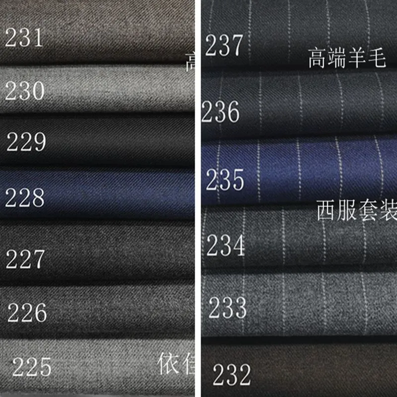 

Gray dark blue solid color striped wool clothing fabric Autumn and winter suit pants vest trench coat