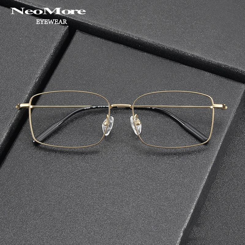 

Simple Business Square Glasses Retro Carved Titanium Eyeglasses Comfortable Multi Focus Anti Blue Light Eyewear Frame Optical