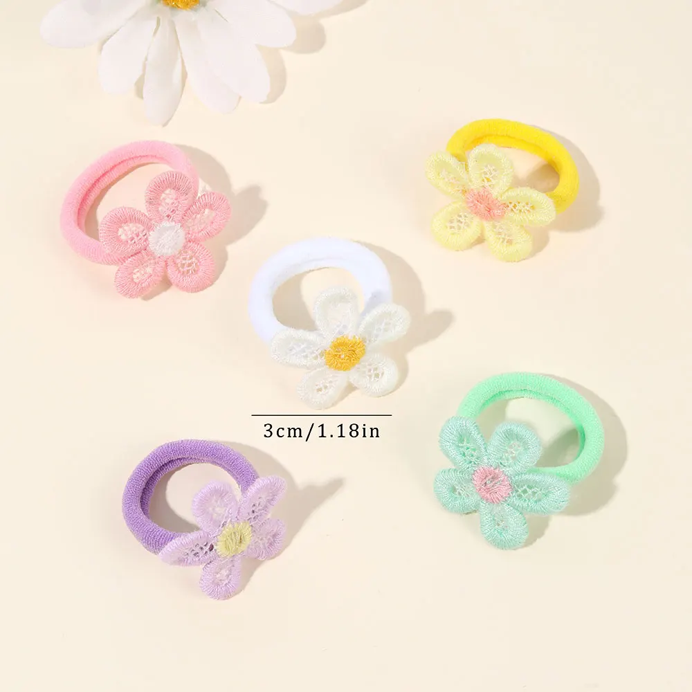 10Pcs Sweet Flower Girls Hair Bands Nylon Elastic Rubber Band Children Ponytail Holder Scrunchies Kids Hair Accessories