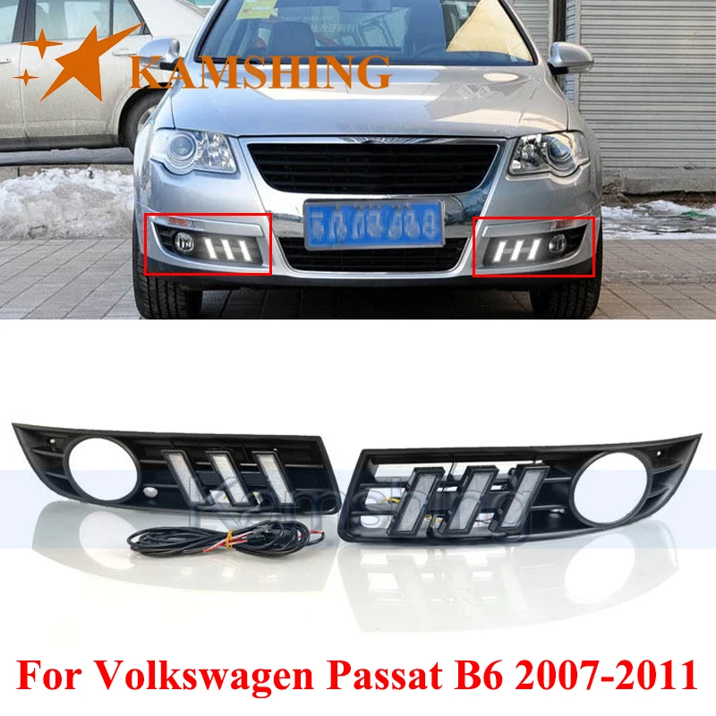 

CAPQX 1pair LED Daytime Running Light For Volkswagen Passat B6 2007-2011 DRL Day Light Foglamp Turn Signal Light