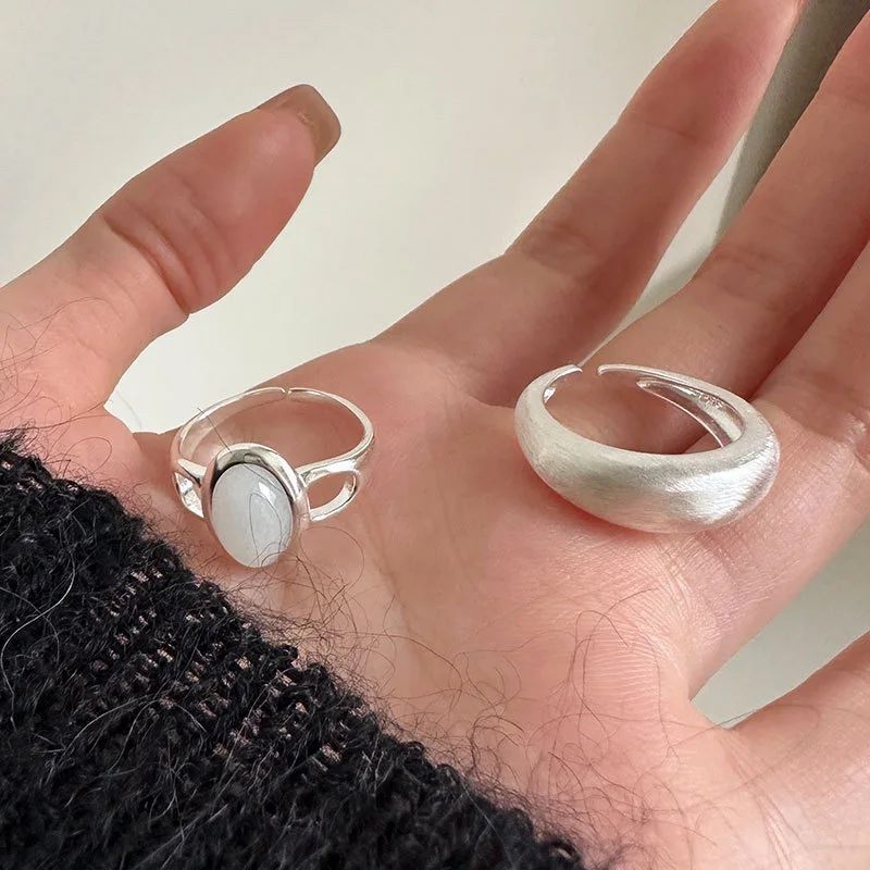 

Стильное овальное кольцо с цирконом для женщин, винтажное, в дворцовом стиле, из серебра S925, открытое, геометрическое, простое, модное ювелирное украшение