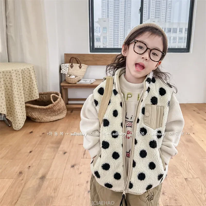 

2025 Baby Boy Girl 1-7Y Korean Toddler Sleeveless Coat Winter Vest Fleece Outwear Kids Clothes Fashion Children Waistcoat Warm