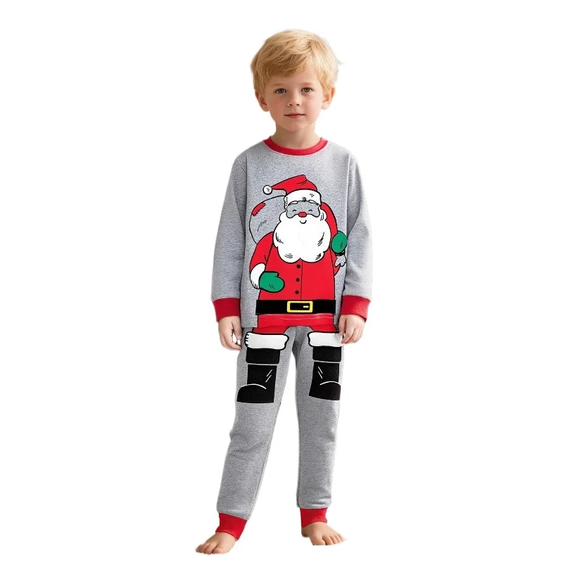 Christmas Cosplay Costume Cartoon Santa Claus Digital Print Home Clothes Pajamas Suits Holiday Party Outfits for 3-8 Y Boys