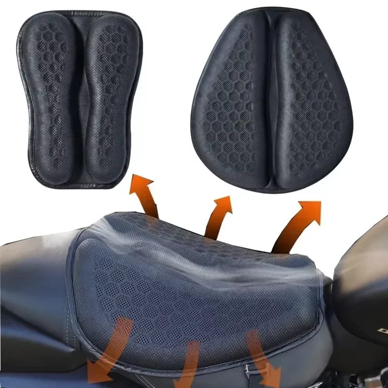 

Motorcycle Seat Cushion Rear Seat Pads 3D Blow Air Cushion Shockproof Breathable Moto Saddle Cushion Slow Rebound Memory Gel Pad