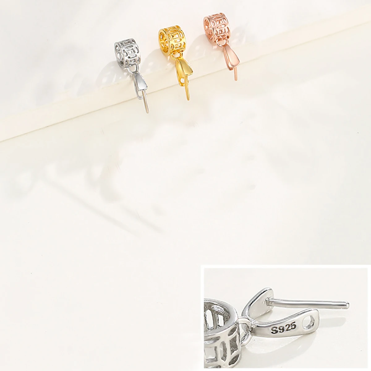 2 قطعة 925 فضة قلادة قرصة الكفالات موصلات قلادة سحر المشابك ل عقد دي اي واي صنع المجوهرات الحرف اليدوية