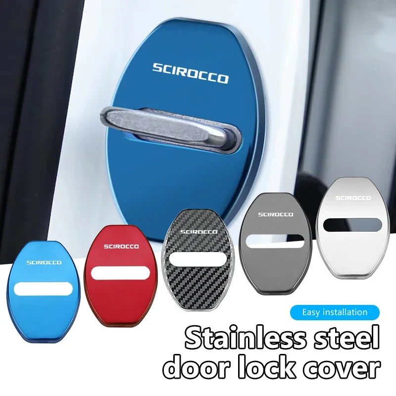 For Volkswagen 4Pcs Car Door Lock Buckle Zinc Alloy Protective Covers Scirocco Golf 4 5 6 7 R GTI TSI TDI R32 MK4 Polo CC