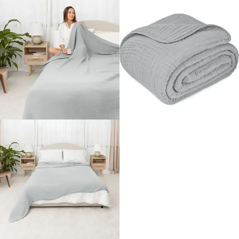 

Одеяло из муслина Queen Size 90x90, 6 слоев - мягкое, дышащее, легкое, для взрослых - разработано в США, можно стирать в машине, всесезонное.