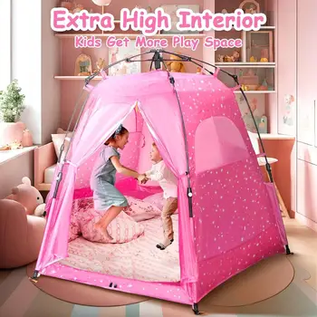 女孩公主彈出式遊戲帳篷:78吋x66吋大型室內外遊戲城堡,粉紅色 10 最佳銷售 兒童帳篷 - №5