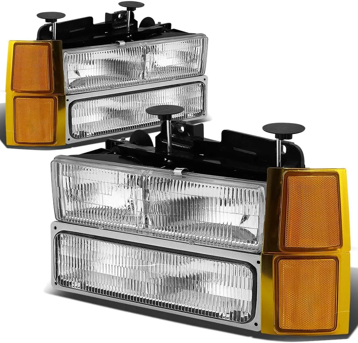 

Headlights Assembly Compatible with 1994-1998 Chevy C10 Silverado Tahoe Suburban C/K 1500 2500 3500 Blazer, 8Pcs Composite Headl