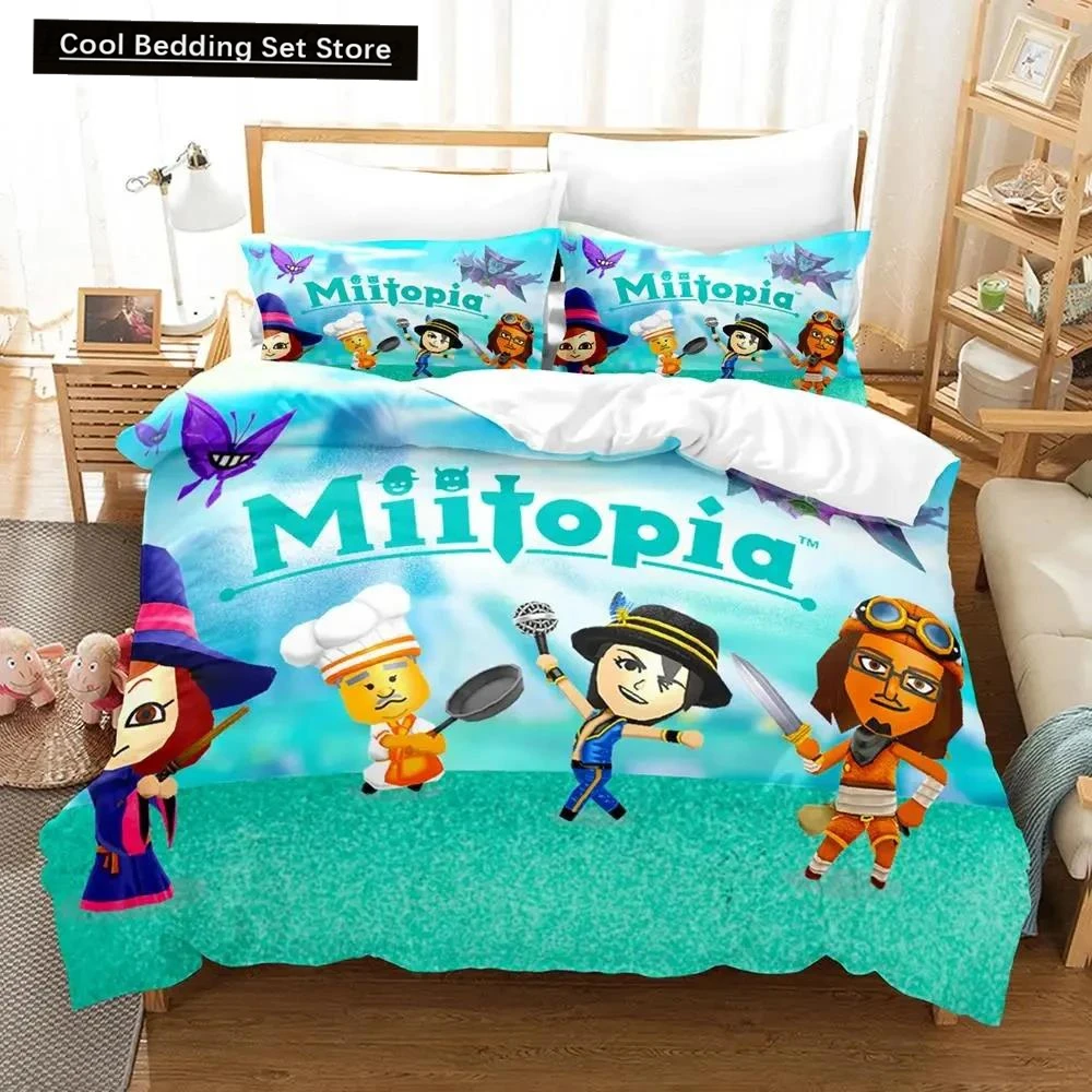 3D Print Game Miitopia Bedding Set Duvet Cover Bed Set Quilt Cover Pillowcase Comforter king Queen Size Boys Adult Bedding Set