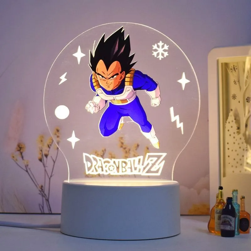 อนิเมะดราก้อนบอลดวงอาทิตย์ Wukong Super Saiyan Vegeta Piccolo การ์ตูนไฟกลางคืนน่ารักแฟชั่นห้องนอนแสงล้อมรอบของขวัญเด็ก