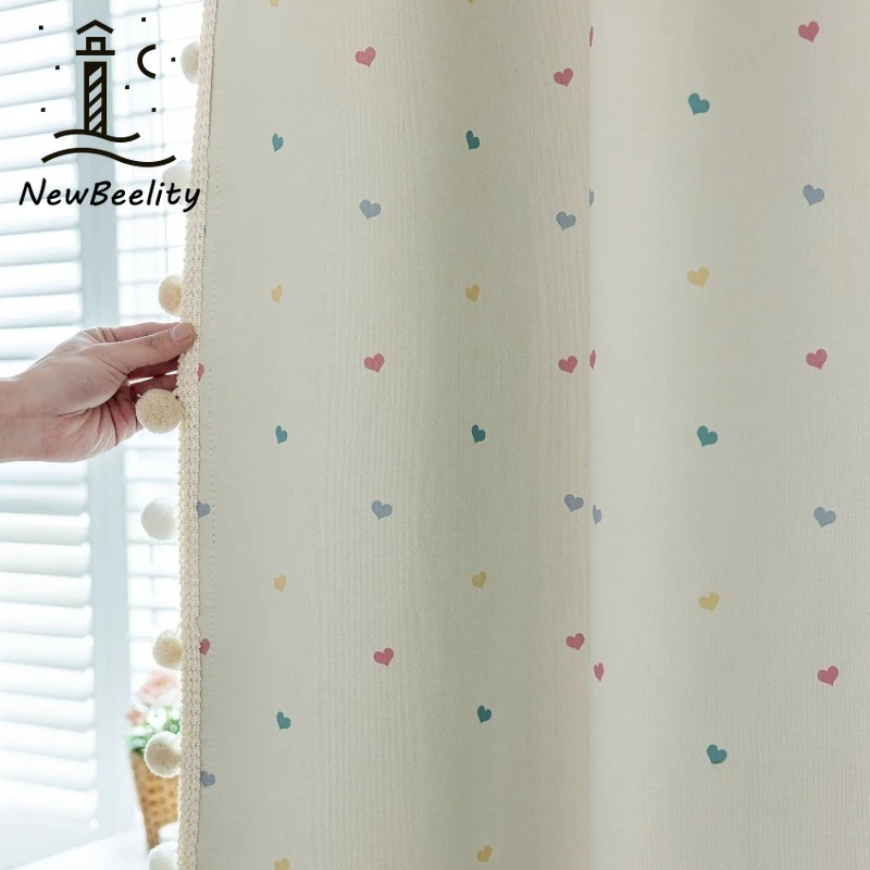 New Style Children's Room Small Love Blackout Curtains for Living Dining Room Bedroom Girl Princess Room Custom Size Decoration