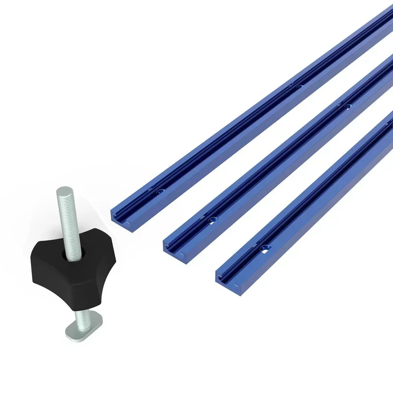 Rail de exaclotte en Alliage avec Fente en T, Rails à Onglet Coulissants pour Calcul de Travail, Scie/Routeur de Table Type 19 Bleu, 30cm, 40cm, 50cm, 3/4 Pouces