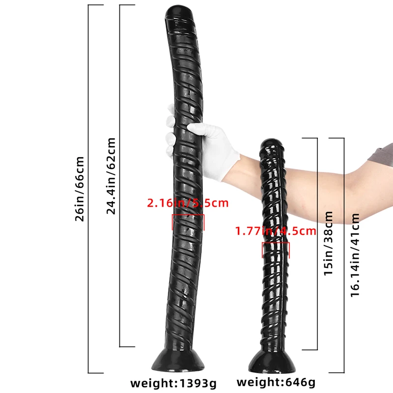 66cm/41cm PVC Soft Whip Style \'Rebar Screw\' Long Anal Plug Dildo Intestines Anus Ass Masturbation Sex Toys for Women Gay Sexshop