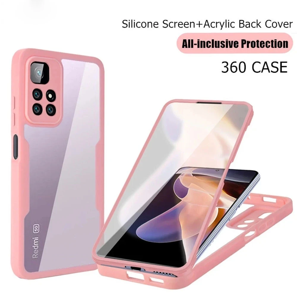 360 Full Body Front Back Protective Cases For Xiaomi Redmi Note 11 10s 11s 9 Pro 10C Mi 12 lite 12T 11T Poco X4 X3 Pro F3 Cover