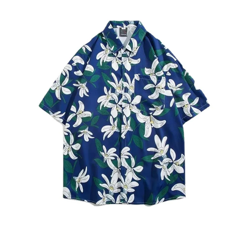 

Hawaiian Casual Loose Beach Shirts Thermal Sublimation Cardigan Lapel Short Sleeved Camisa Jawaianas Hombre Graphic T ShirtsTops