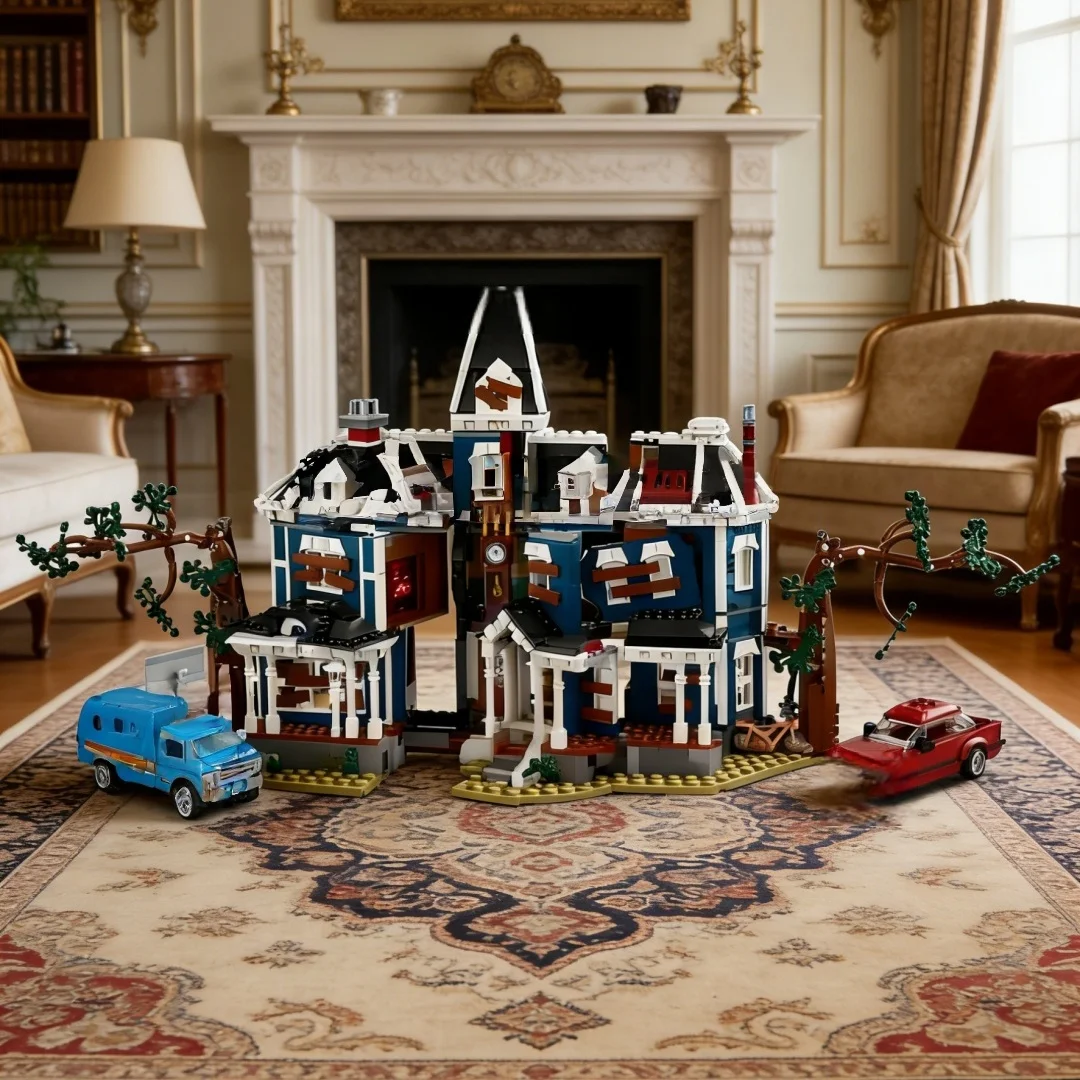 

Retro manor building assembly building blocks large street view model adult difficult collection ornaments holiday gifts
