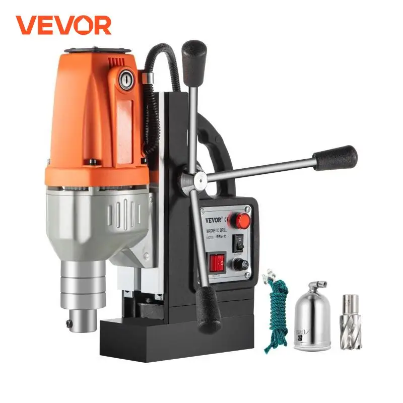 VEVOR Trapano Elettrico Magnetico BRM35 Motore del Sistema di Perforazione Magnetico ad Alta Potenza 980 W, 220 V, 50 Hz, con comoda maniglia, Usato