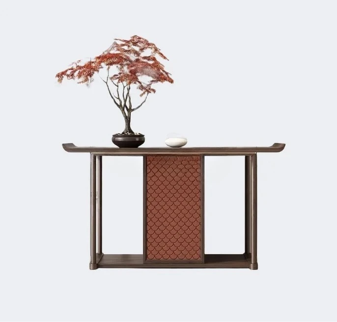 Retro aisle entrance table New Chinese solid wood storage table Hotel simple, against the wall Zen plan