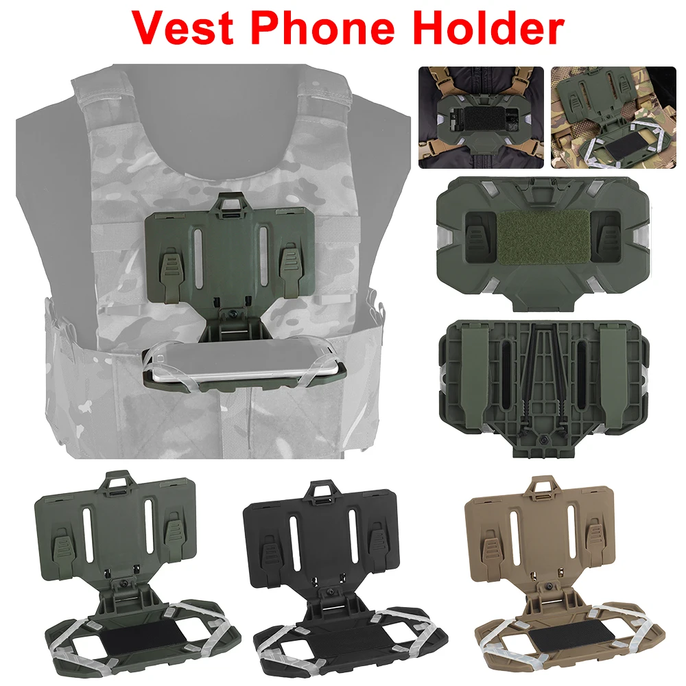 Vest Chest Cell Phone Carrier Multifunctional Foldable Cell Phone Holder Mobile Phone Folding Mounting Bracket for Outdoo Hiking