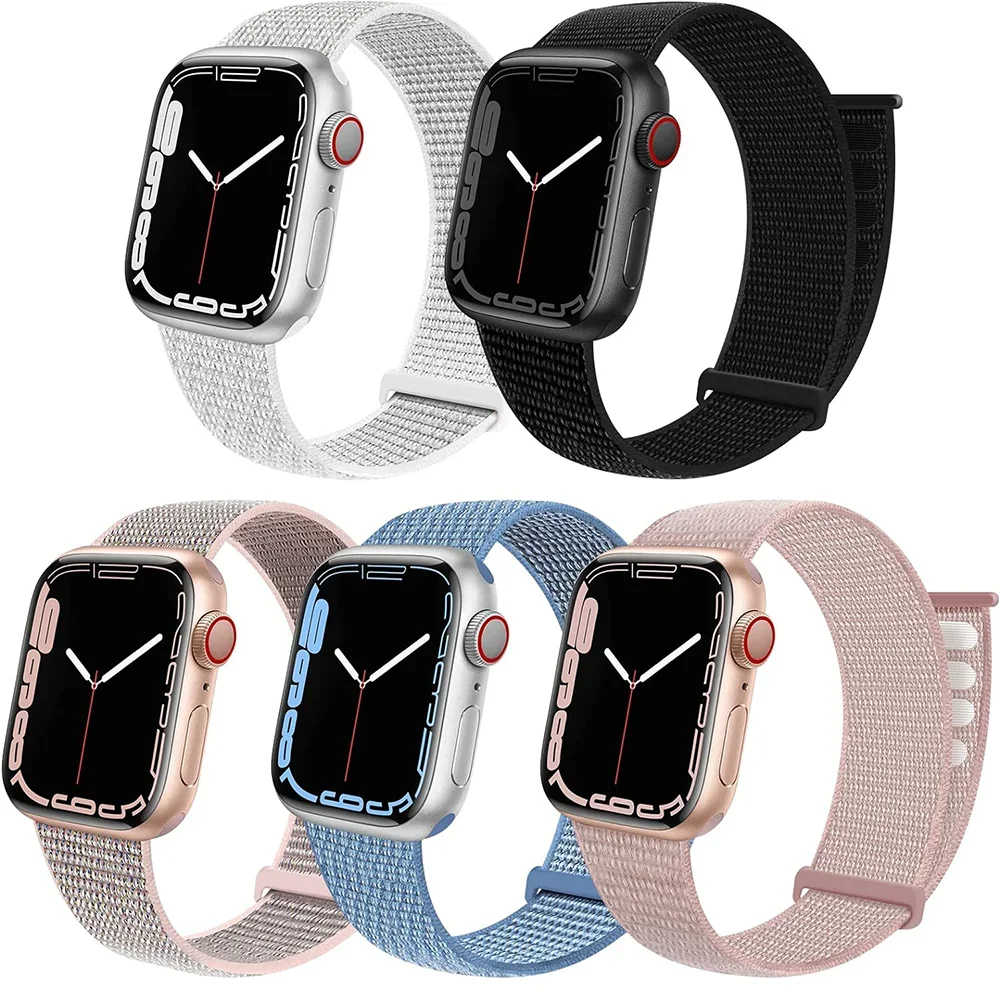 Nylonowa opaska do Apple Watch pasek 49mm 45mm 41mm 44mm 40mm 42mm 38mm regulowana elastyczna bransoletka iWatch Ultra serii 3 4 5 SE 678