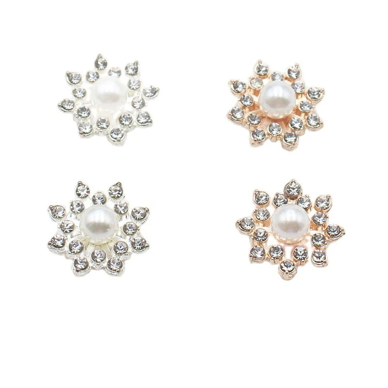 10Pcs 15MM Exquisite Small Alloy Rhinestone Pearl Jewelry Diy Wedding Dress Headwear Gift Box Decorative Accessories