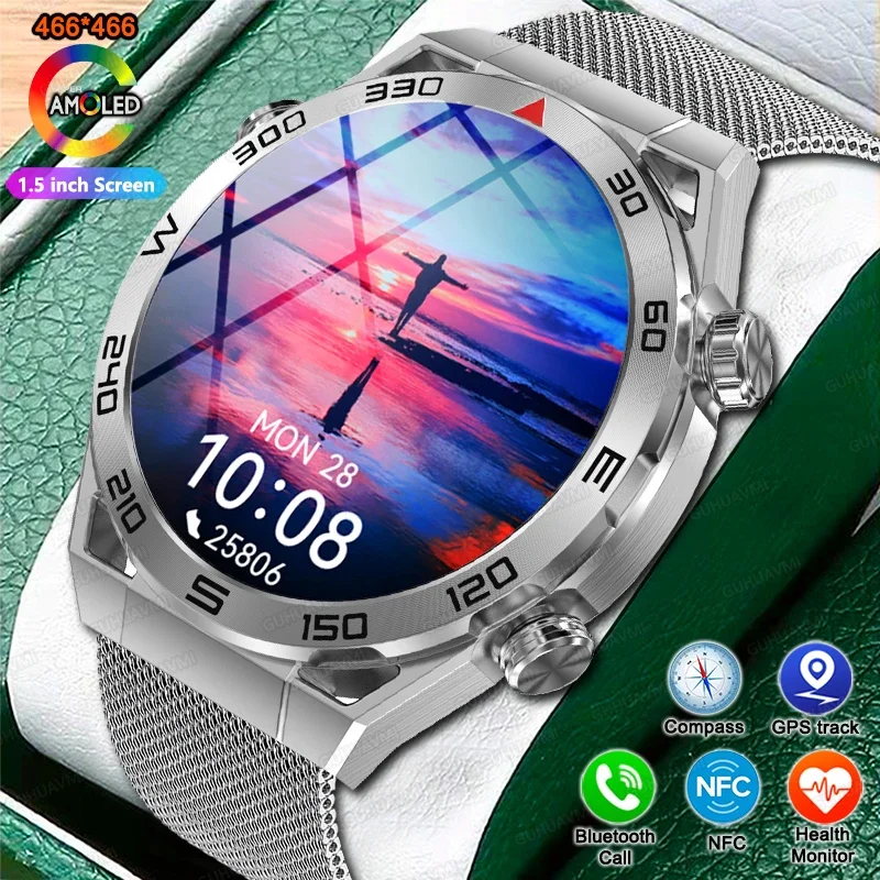 

New GPS Smart Watch Men For Huawei HD Screen Heart rate Bluetooth Call NFC IP68 Waterproof Blood Fat Health movement Smart watch