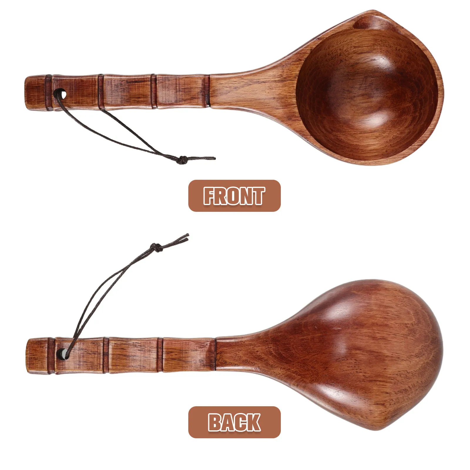 Wooden Water Scoop Long Handle Bath Ladle Traditional Chinese Design Durable Hardwood Scoop For Shower Bathing Watering Garden
