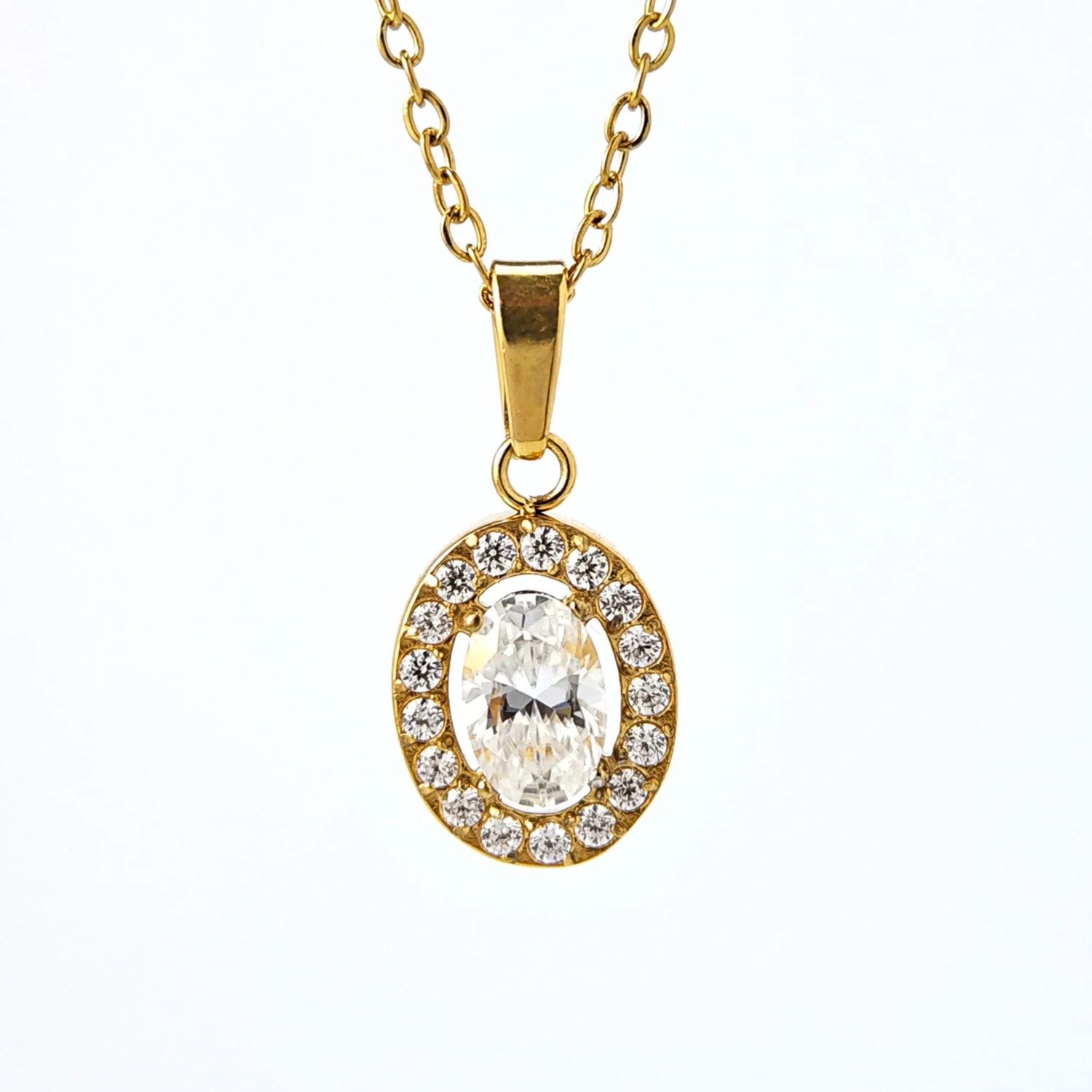 

1 шт. Золотой овальный кулон с муассанитом 0,5 карата, модное и романтичное украшение, подходит для вечеринок.