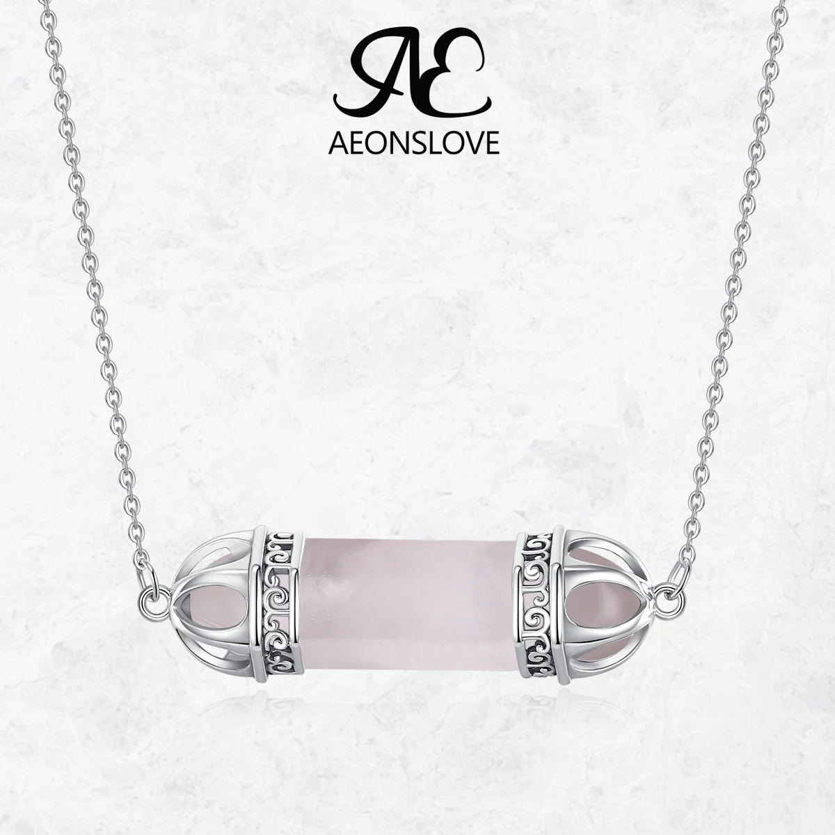 

AEONSLOVE ожерелье из стерлингового серебра 925 пробы с натуральным розовым кварцем, подвеска из целебного камня, ювелирные изделия с кристаллами, подарок на день рождения для женщин и девочек