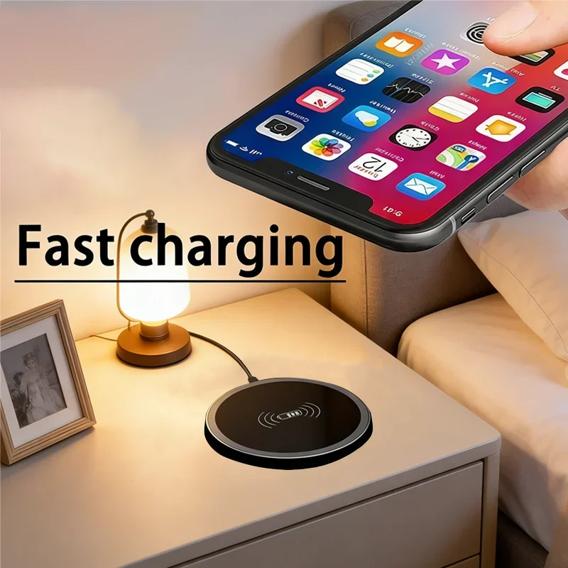 Desktop Embedded Fast Wireless Charger Hidden Charging Pad For iPhone 17 16 Samsung Huawei Xiaomi Oppo Mobile Phone