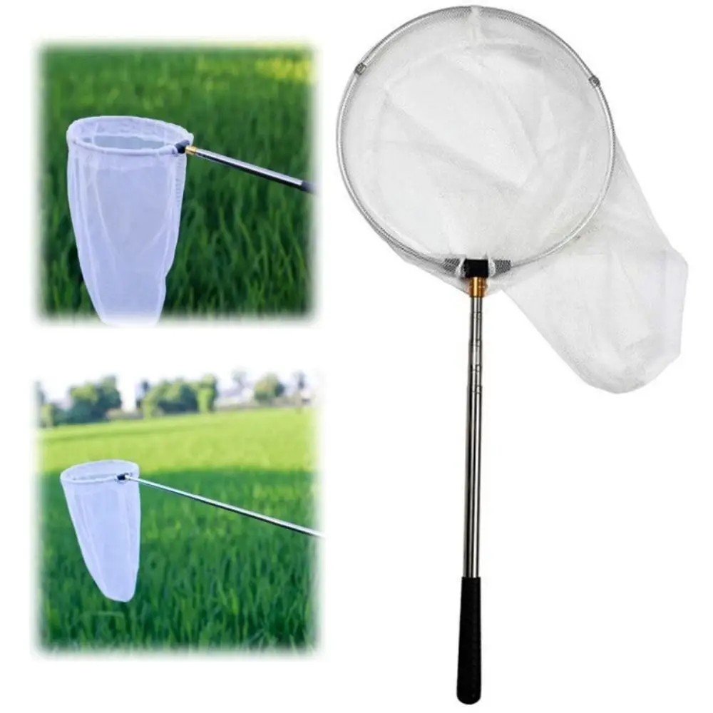 Stainless Steel Telescopic Butterfly Net Telescopic Fast Folding Flying Animals Capture Net Manual Nets Extendable Handle