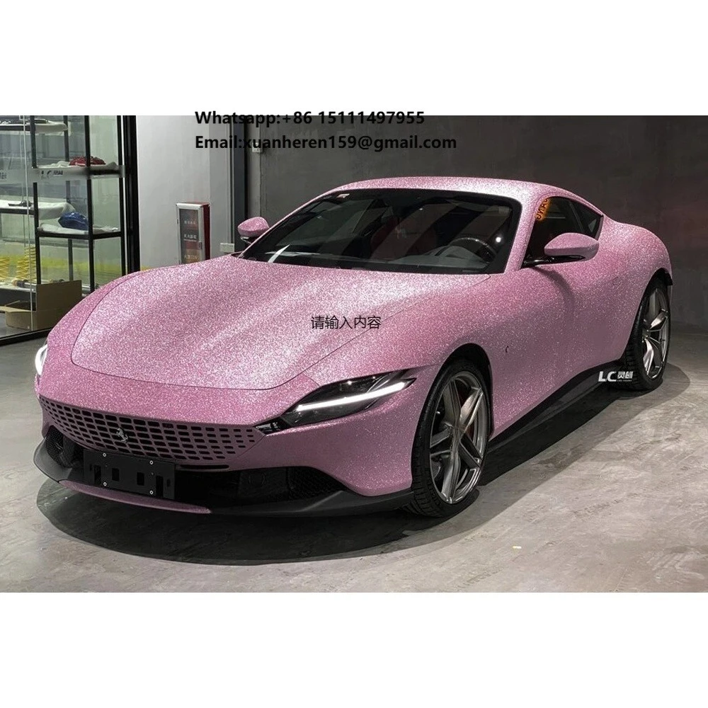 Flash Diamond Sparkly Pink Glitter Car Color Wrap Vinyl Car Sticker Adhesive Film for Auto Covering