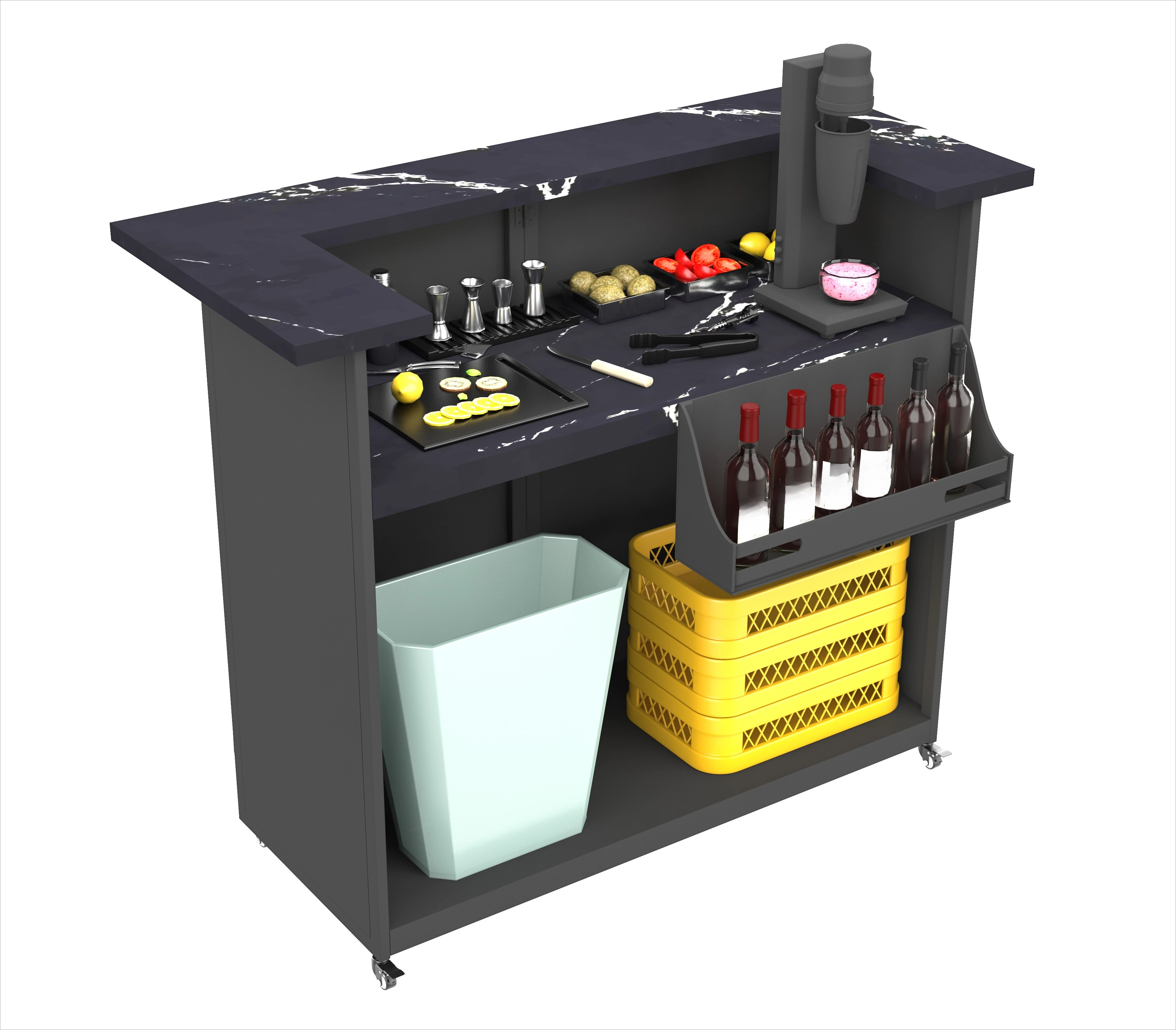 Foldable Iron Black Bar Counter Outdoor Cocktail Station for Snack Food Candy & Chips with Logo