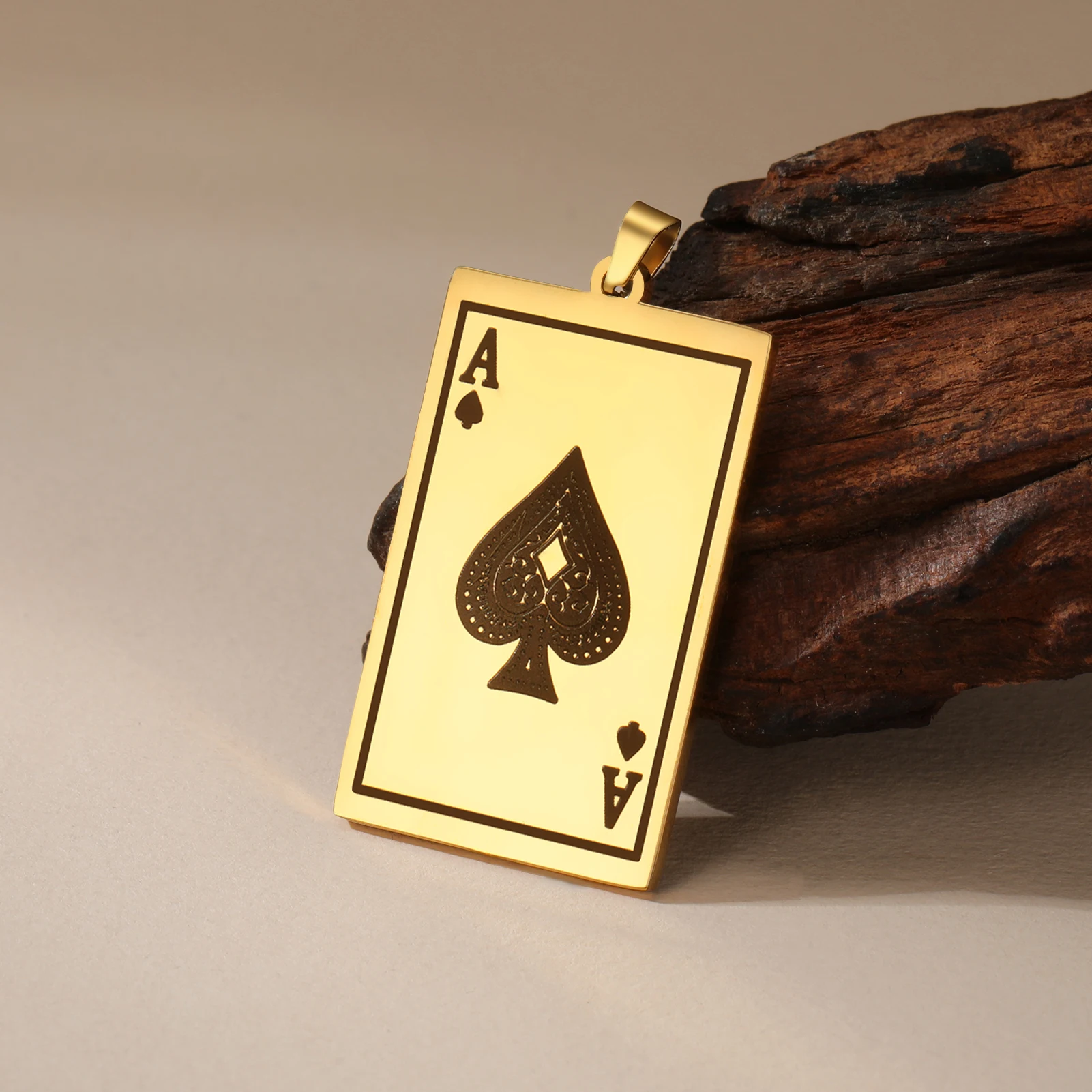 EUEAVAN 1pc Lucky Ace of Spades Stainless Steel Pendant Poker Card A Charms DIY Necklace Keychain Jewelry Making Supplies Gifts
