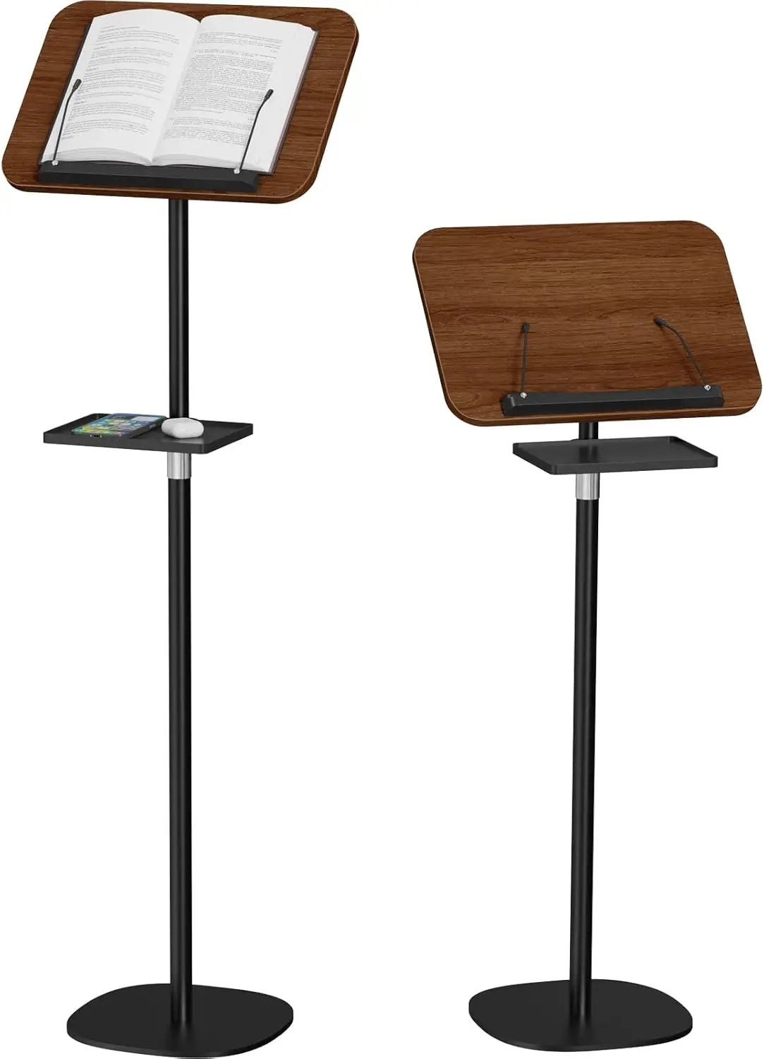 

Adjustable Wood Book Stand with Removable Tray for Reading, Cooking, and Display - Height 21" to 51"