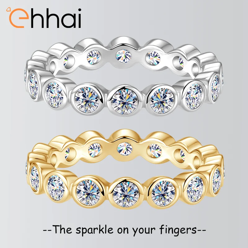 

Ehhai GRA сертифицированное 3 мм круглое кольцо с муассанитом Eternity Band для женщин S925 стерлингового серебра помолвка свадебные ювелирные изделия подарки