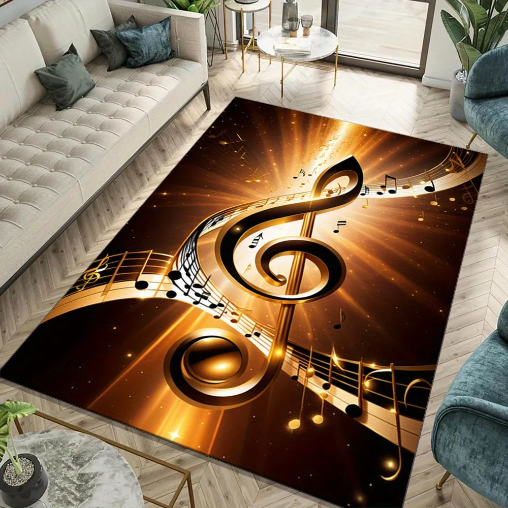 

Music Note Sound Wave Rug, Polyester Crystal Velvet, Non Slip Carpet, Stylish Home Office Decor, Perfect for Living Room Accent